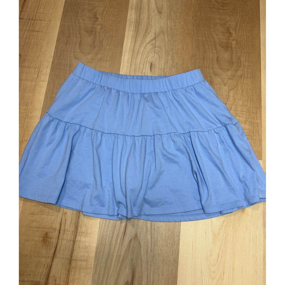 BCG Girl's Light Blue Tiered Athletic Skort Size L 12-14 Elastic Waist Skirt